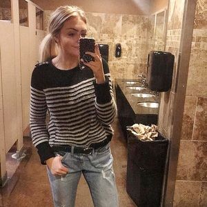 Free People Black/White Sweater